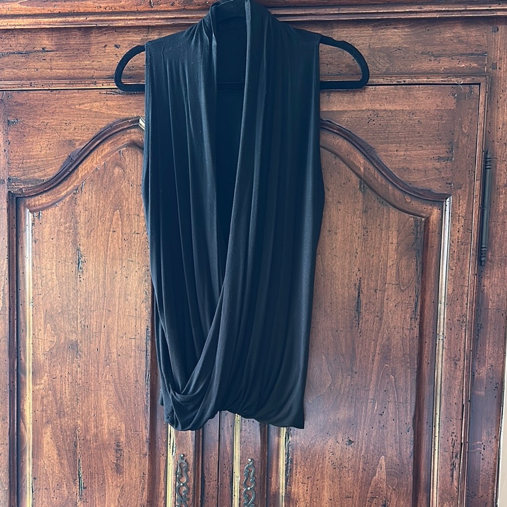 Elegant Black Draped Sleeveless Top
